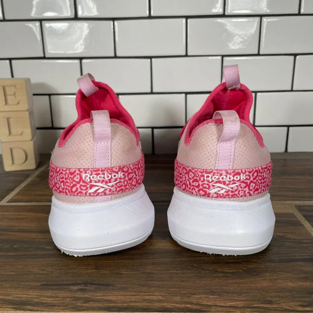Reebok Youth Girls Size 6 Shoes Pink White Lightweight Slip On Trainers Sneakers